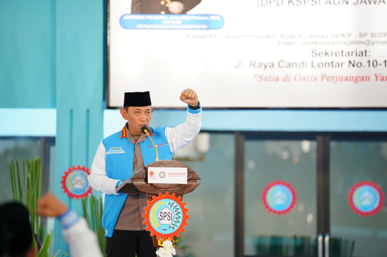 Silaturahmi Ramadhan Bareng KSPSI di Jatim, Kapolri Ajak Buruh Bersatu Dukung Upaya Perdamaian Presiden